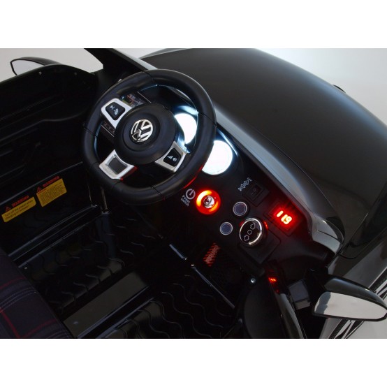 Volkswagen Golf GTI s 2.4G dálkovým ovládáním, otvíratelnými dveřmi, 12V, lakovaný, ČERNÝ, rozbaleno