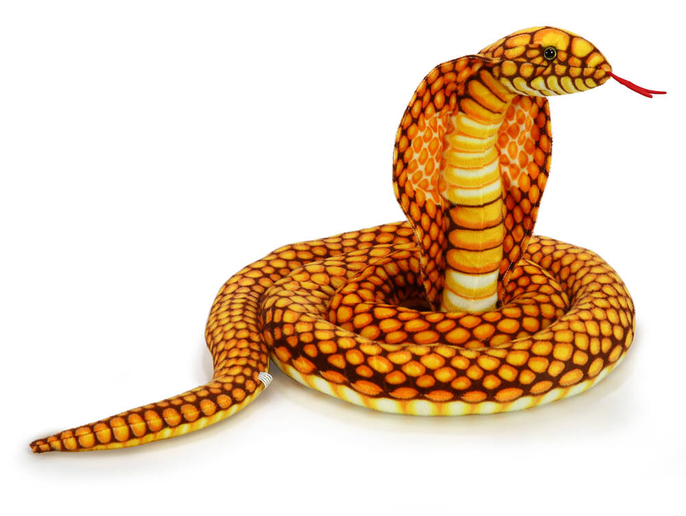 Velký plyšový had kobra 280 cm, zlatá