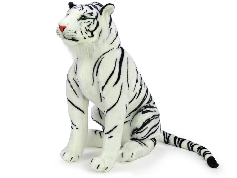 Plyšový tygr bílý sedící 87 cm + ocas 50 cm