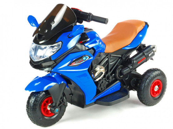 Sportovní dětská motorka Dragon s plynovou rukojetí, nafukovacími koly a LED osvětlením, MODRÁ