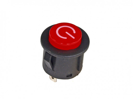Vypínač O-I (ON/OFF) 3 pin - kulatý, červený podsvícený s boční drážkou