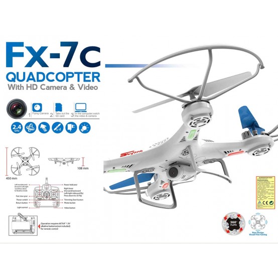 Skyline FX-7c Dron s kamerou, 4GB SD karta
