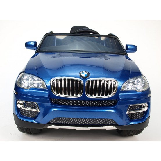 BMW X6 s 2.4G bluetooth dálkovým ovládáním a čalouněnou sedačkou, 12V, LAKOVANÉ MODROU METALÍZOU