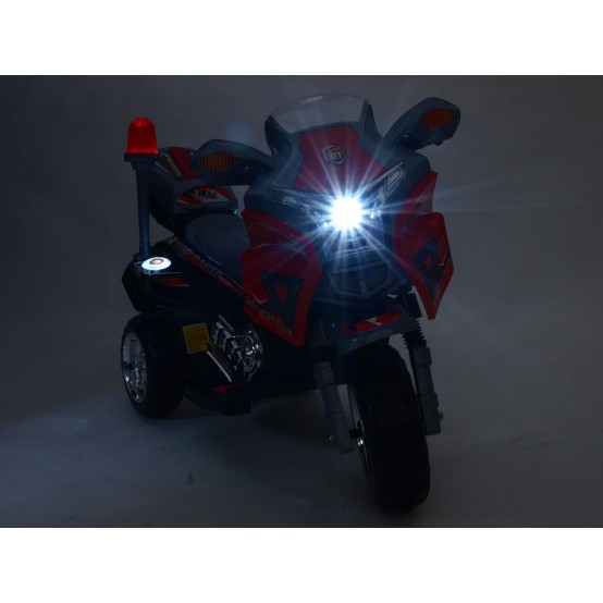 Dětská policejní elektrická motorka Kingpropa se svítícím majáčkem, 6V, ČERNÁ