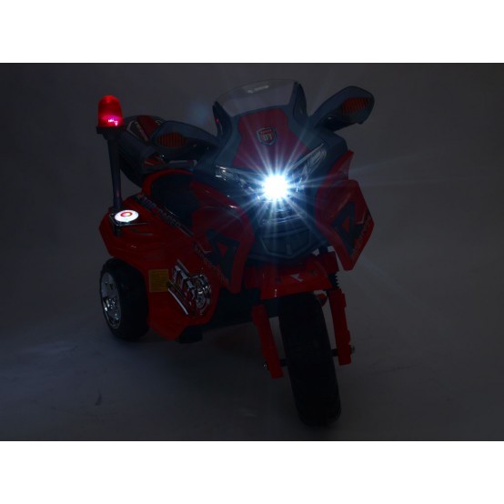 Dětská policejní elektrická motorka Kingpropa se svítícím majáčkem, 6V, ČERVENÁ