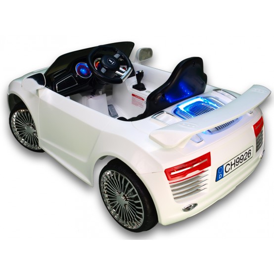 Elektrický sporťák Luxury Car se super osvětlením a dálkovým ovládáním,12V, BÍLÝ