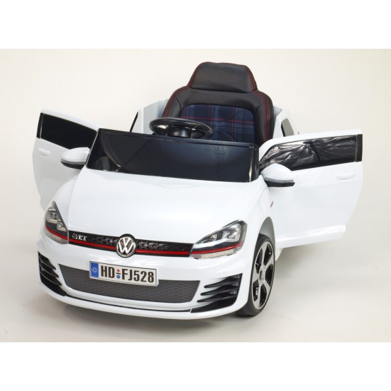 Volkswagen Golf GTI s 2.4G dálkovým ovládáním, otvíratelnými dveřmi, 12V, lakovaný, BÍLÝ
