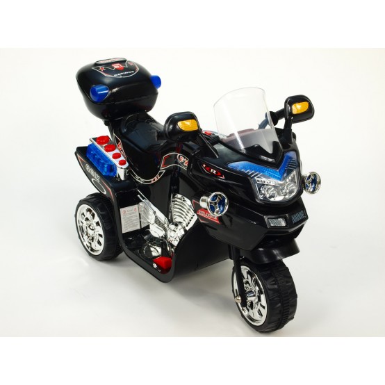 Dětská elektrická motorka FX se světelnými LED efekty, ČERNÁ