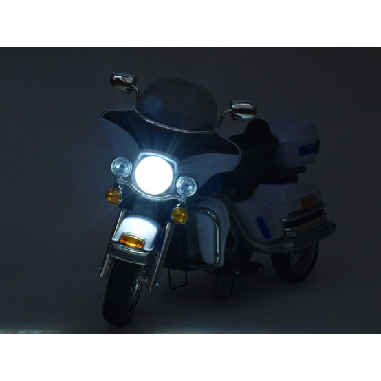 Cestovní motorka Mostly Goldwing se dvěma motory, MP3, voltmetr, 12V, BÍLÁ