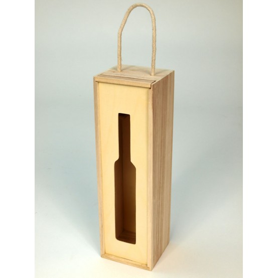 Dárková hranatá krabička - obal na víno ze dřeva, s posuvným víkem