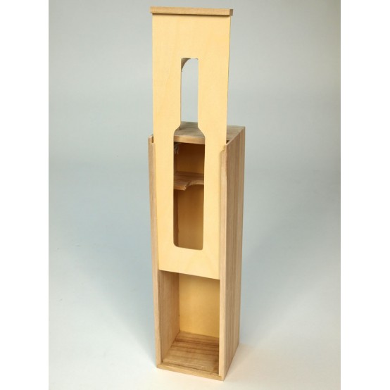 Dárková hranatá krabička - obal na víno ze dřeva, s posuvným víkem