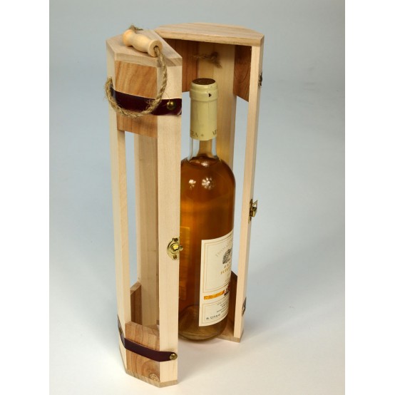 Dřevěný box na víno, osmihranný se sponou