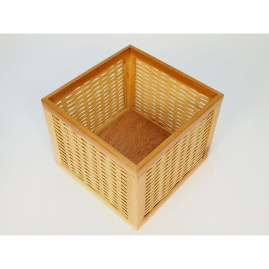 Úložné boxy dřevěné s výpletem z bambusových lamel