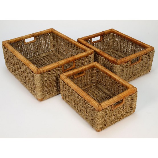Úložné boxy zásuvky s výpletem z mořské trávy