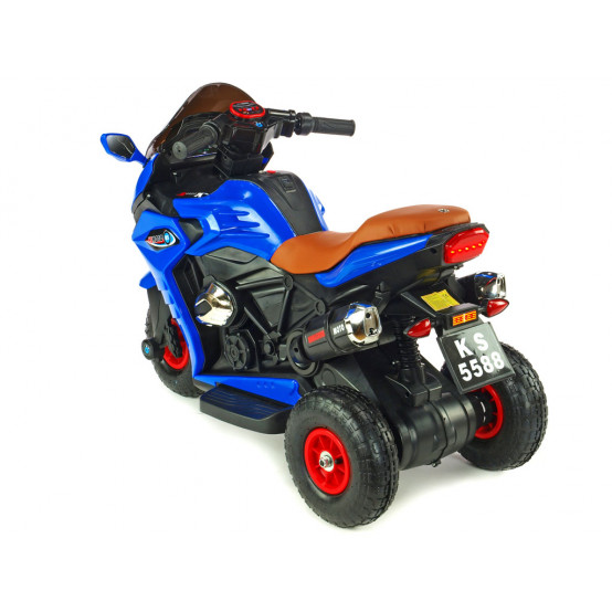 Sportovní motorka Dragon s plynovou rukojetí, nafukovacími koly a LED osvětlením, MODRÁ