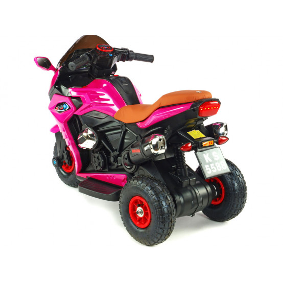 Sportovní motorka Dragon s plynovou rukojetí, nafukovacími koly a LED osvětlením, RŮŽOVÁ