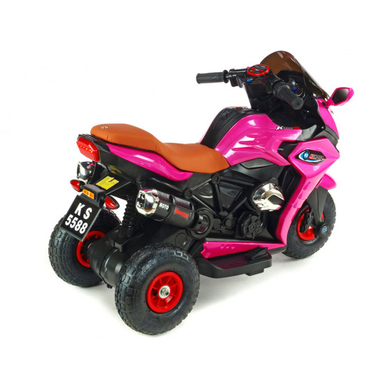 Sportovní motorka Dragon s plynovou rukojetí, nafukovacími koly a LED osvětlením, RŮŽOVÁ