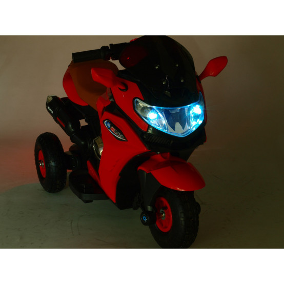 Sportovní motorka Dragon s plynovou rukojetí, nafukovacími koly a LED osvětlením, MODRÁ