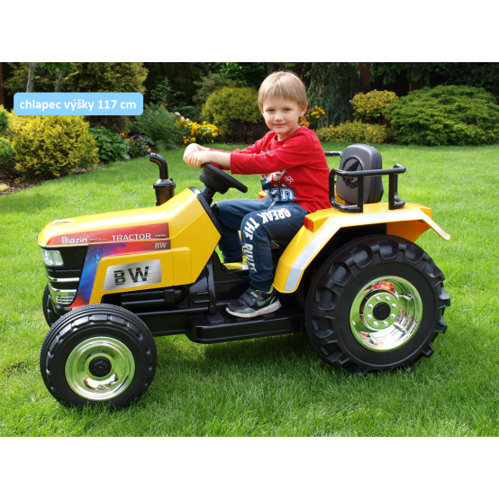 Big Farm velký dětský elektrický traktor s 2.4G dálkovým ovládáním, ŽLUTÝ