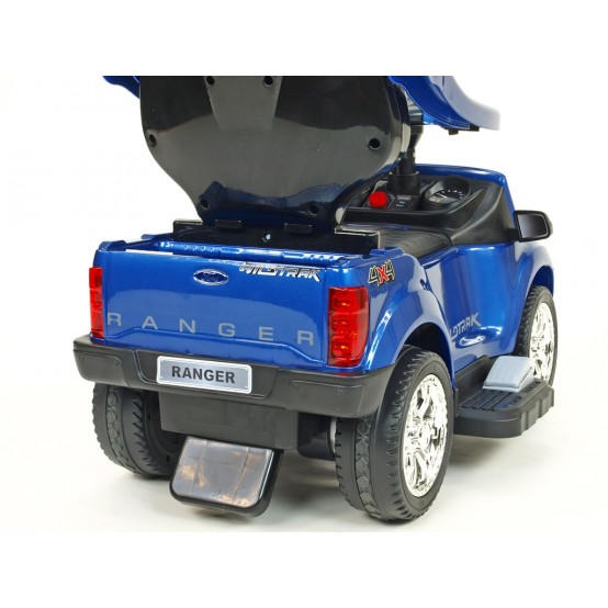 Ford Ranger s vodící tyčí pro nejmenší, s bezpečnostními madly a stříškou, 6V, MODRÁ METALÍZA
