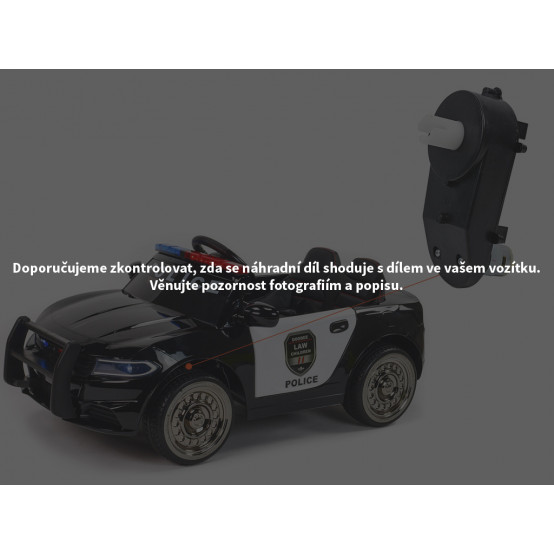 Dětské autíčko Policie USA 911 - náhradní elektrický motor s převodovkou pro řízení