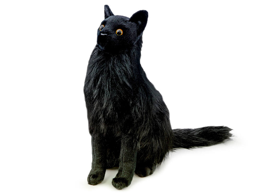 andos Plyšová kočka černá sedící 40 cm