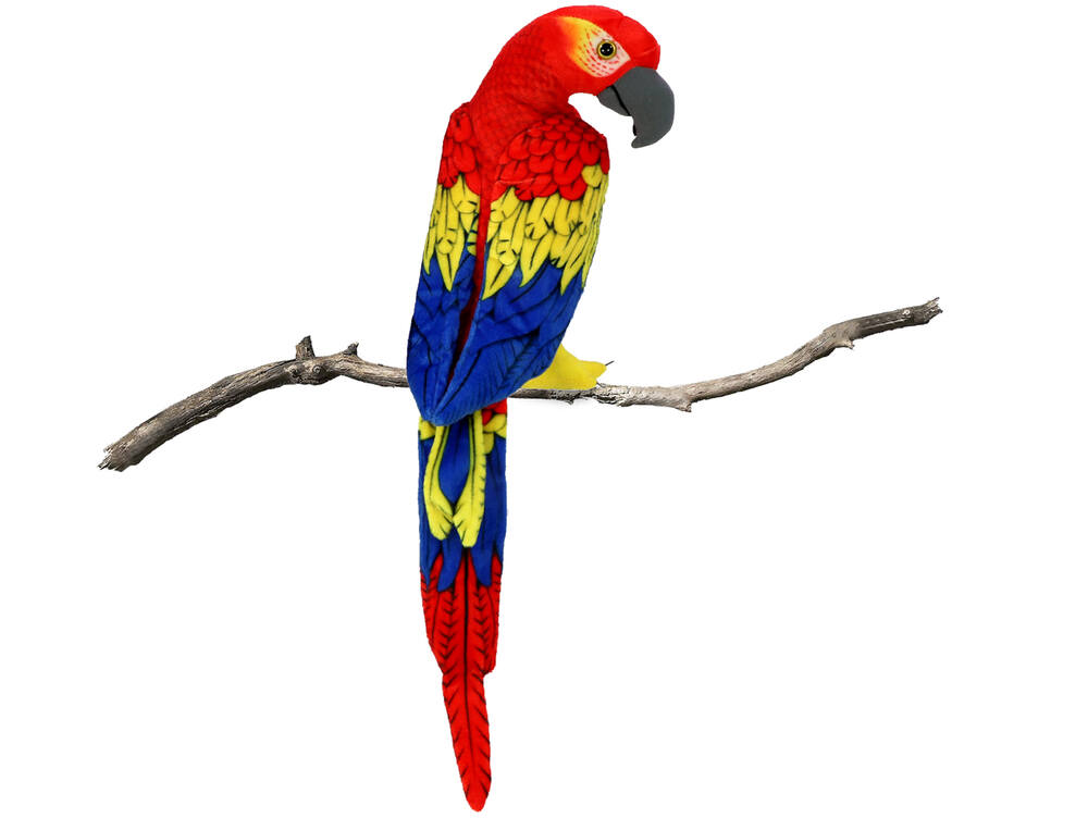 Plyšový papoušek Ara 40 cm + ocas 40 cm, červený