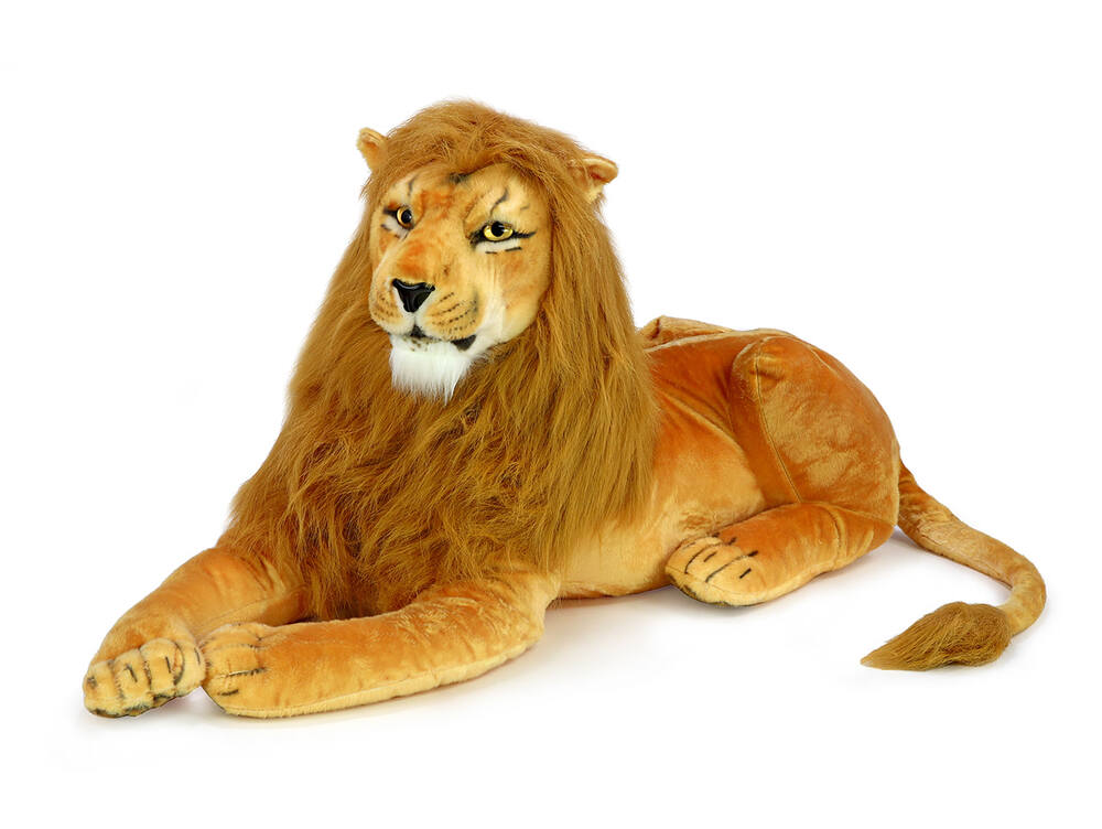Plyšový lev ležící 112 cm + ocas 65 cm