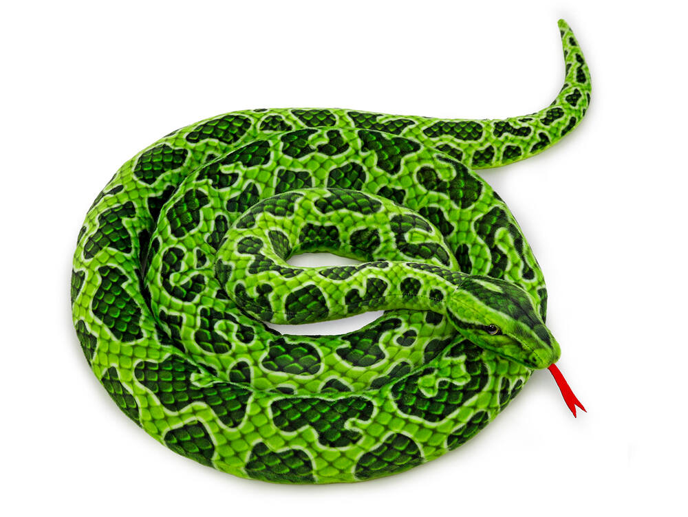 Velký plyšový had krajta 300 cm, zelená