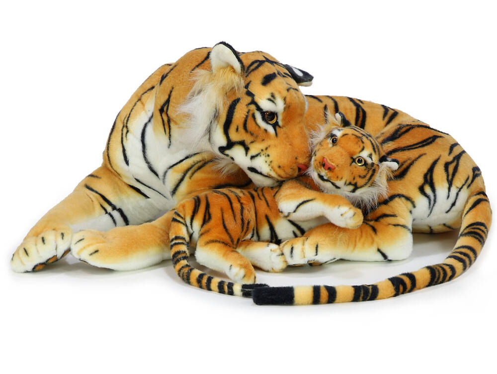 Plyšový tygr s mládětem 108 cm + ocas 63 cm