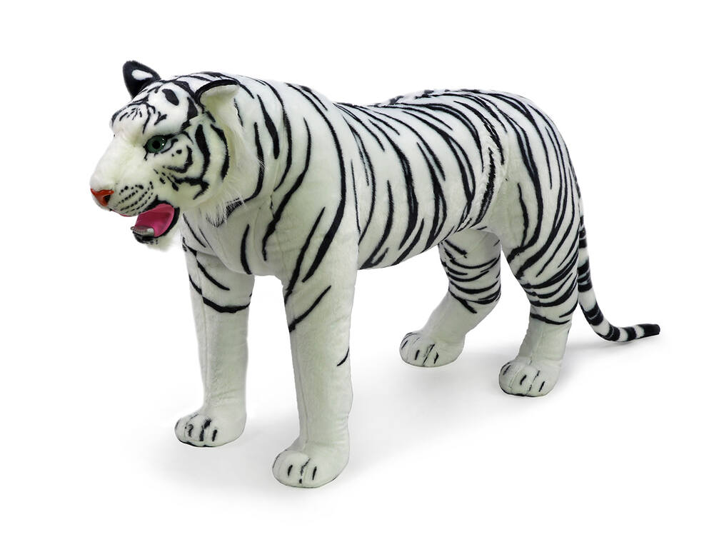 Plyšový tygr bílý stojící 112 cm + ocas 75 cm