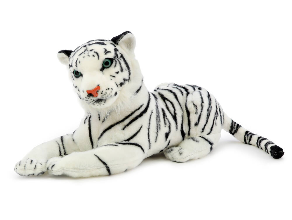 andos Plyšový tygr bílý ležící 49 cm + ocas 24 cm