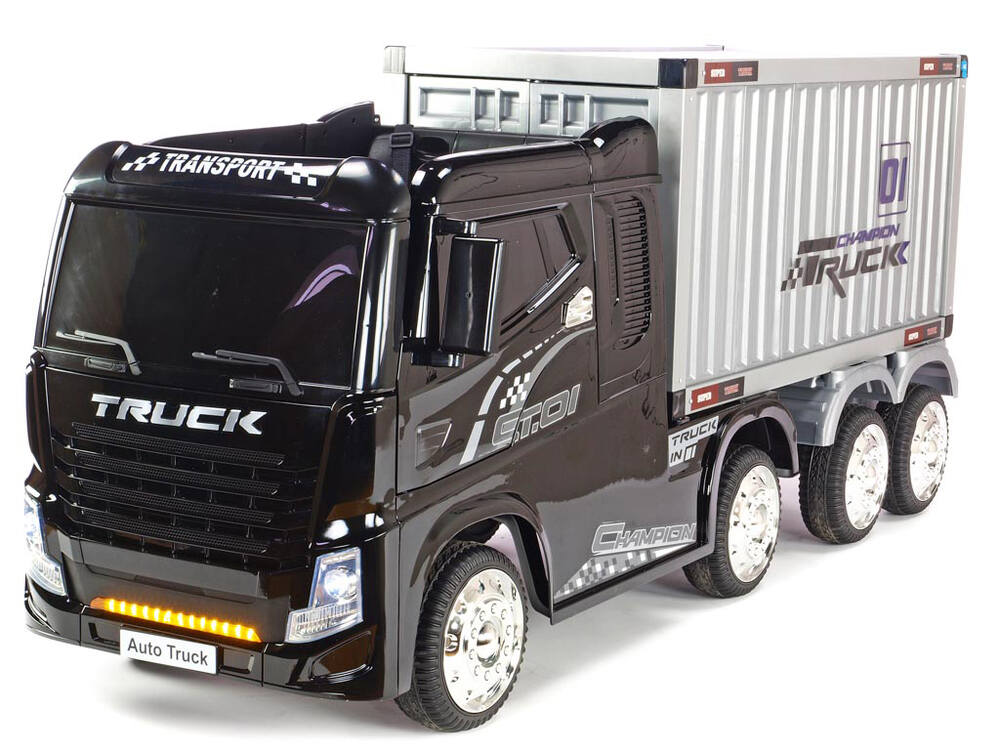 Elektrický kamion Champion Truck s návěsem a kontejnerem, 2.4G dálkové ovládání, 4x4, černý lakovaný