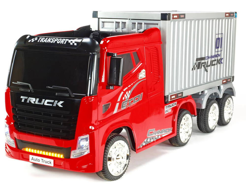 Elektrický kamion Champion Truck s návěsem a kontejnerem, 2.4G dálkové ovládání, 4x4, červený lak