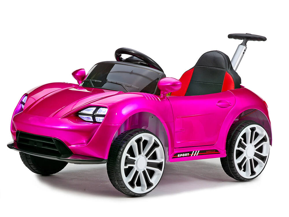 Dětské elektrické autíčko Neon Sport 4x4 s vodící tyčí, lakované růžové