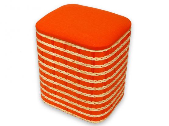 Úložný koš-sedátko s provázkovým výpletem, oranžový