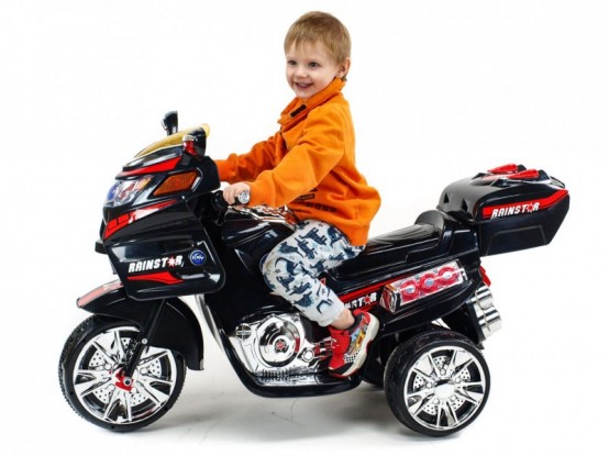 Elektrická motorka pro děti Rainstar s LED osvětlením, 6V, černá