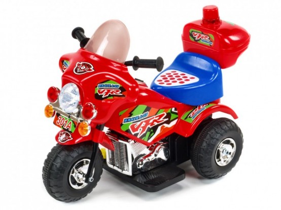 Dětská elektrická policejní motorka Bravea 2 s majáčkem, červená