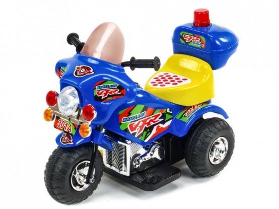 Dětská elektrická policejní motorka Bravea 2 s majáčkem, modrá