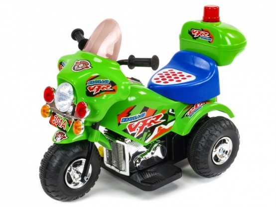 Dětská elektrická policejní motorka Bravea 2 s majáčkem, zelená