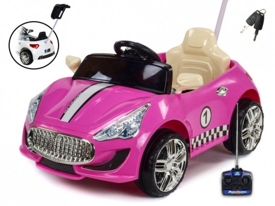 Elektrické autíčko s vodící tyčí Stick GTR 88, růžové