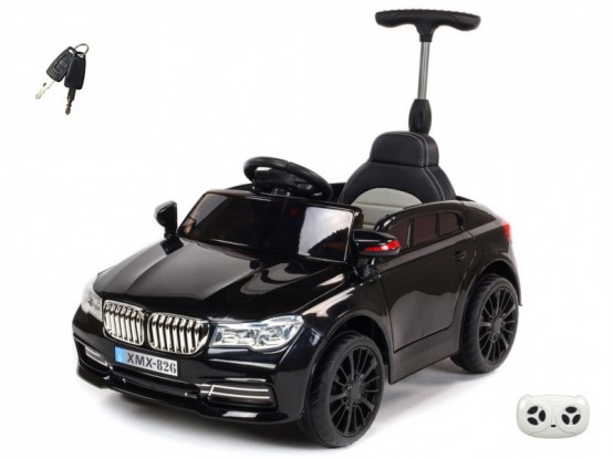 Elektrické autíčko pro děti Bavoráček s vodící tyčí, černé