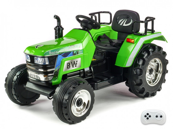 Velký dětský elektrický traktor Big Farm s 2.4G dálkovým ovládáním, zelený