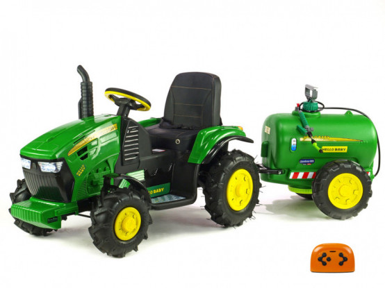 Hello T-990 elektrický traktor s cisternou a vodní stříkačkou, zelený