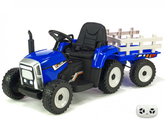 BLOW MX-611 dětský elektrický traktor s vlekem, modrý