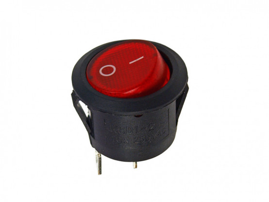 Náhradní vypínač O-I (ON/OFF) 2pin pro dětská vozítka, kulatý červený