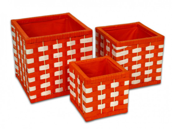 Úložné boxy s výpletem z přírodního provázku, oranžové