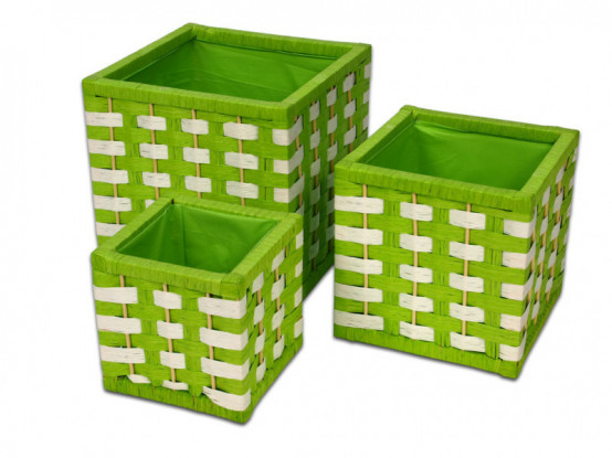 Úložné boxy s výpletem z přírodního provázku, zelené
