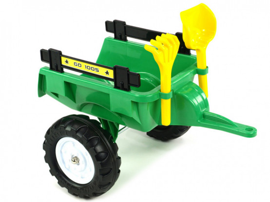 Dvoukolový vlek za dětský traktor s nářadím, střední, zelený